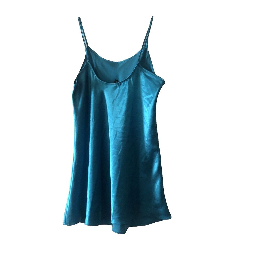 iCollection Womens S to M Short Nighty Lingerie Teal Blue Straps Sexy Satiny